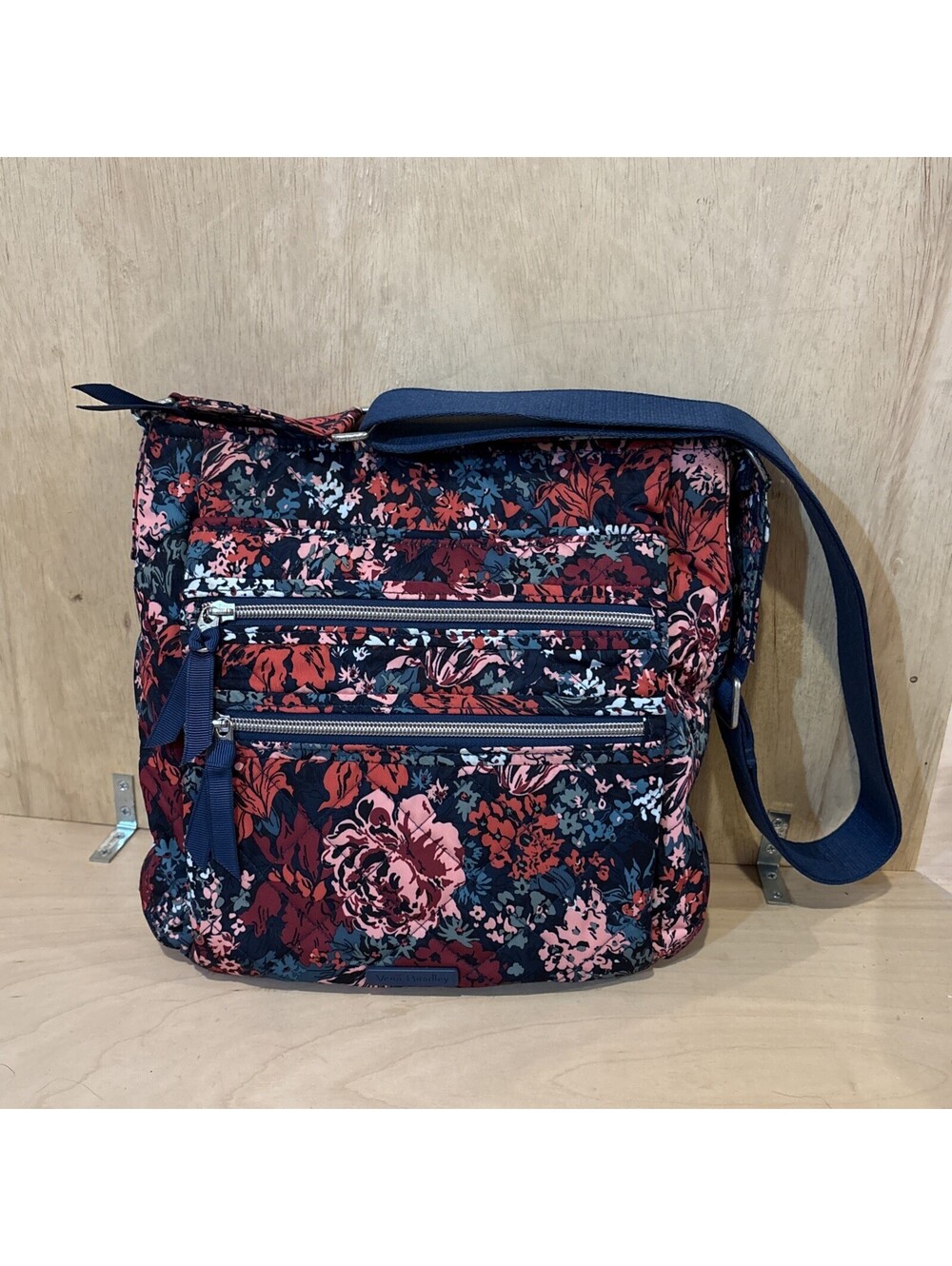 Vera Bradley Triple Zip Hipster in Performance Twill Cabbage Rose Cabernet